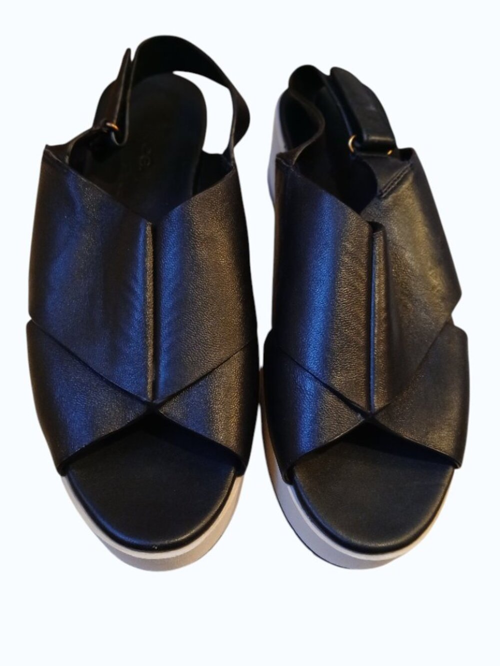 VINCE Jenaya Black Leather Sport Platform Sandals - Picture 3 of 15